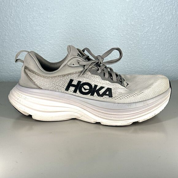 Hoka One One Bondi 8 Men's Gray 9 2E Running Cushioned Lightweight Gym Shoes - Picture 10 of 16
